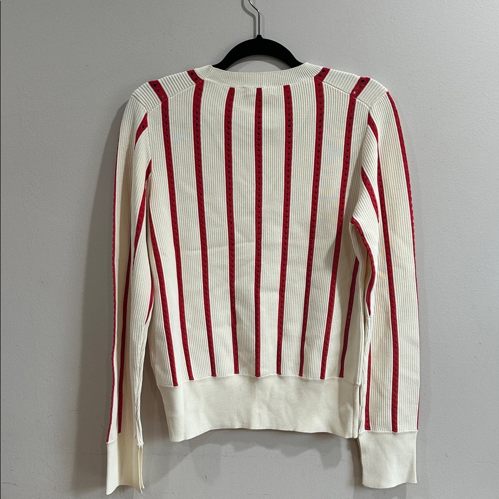 EQUIPMENT AMRIT SWEATER - FANCY RIBBED KNIT WHITE/BLOOD MOON - Picture 8 of 14